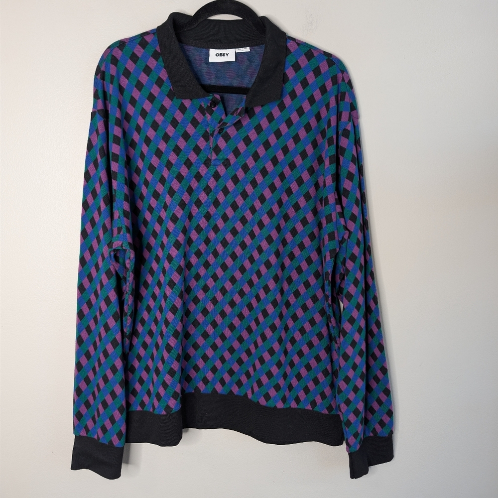 Obey Capri Jacquard Knit Polo Sweater